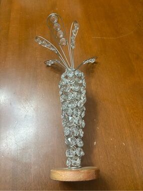 Crystal Beaded Decorative Sculptural Vase Accent - Clear